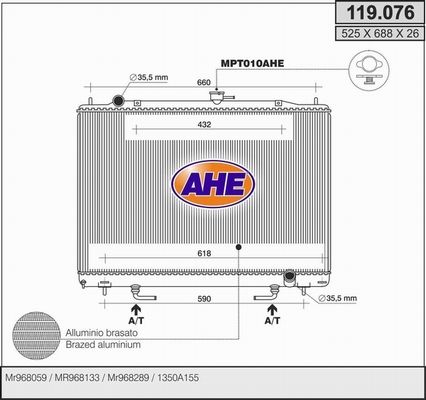 AHE Radiaator,mootorijahutus 119.076