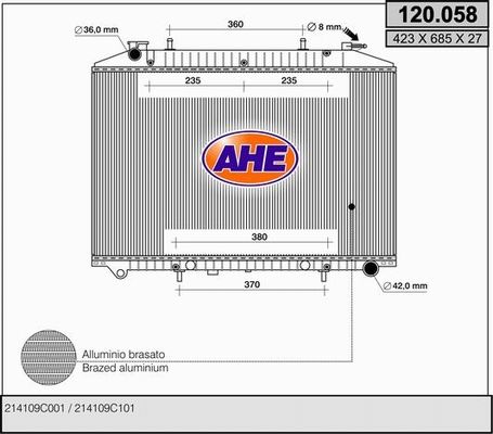 AHE Radiaator,mootorijahutus 120.058