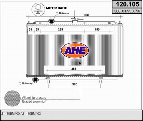 AHE Radiaator,mootorijahutus 120.105