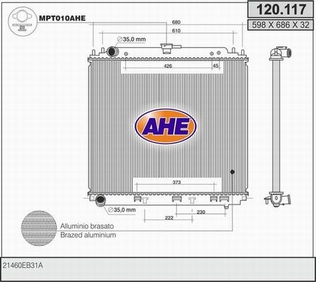 AHE Radiaator,mootorijahutus 120.117