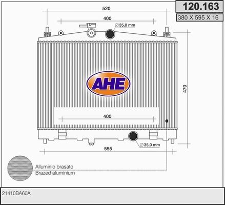 AHE Радиатор, охлаждение двигателя 120.163