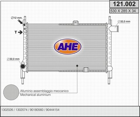 AHE Radiaator,mootorijahutus 121.002