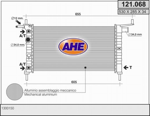 AHE Радиатор, охлаждение двигателя 121.068