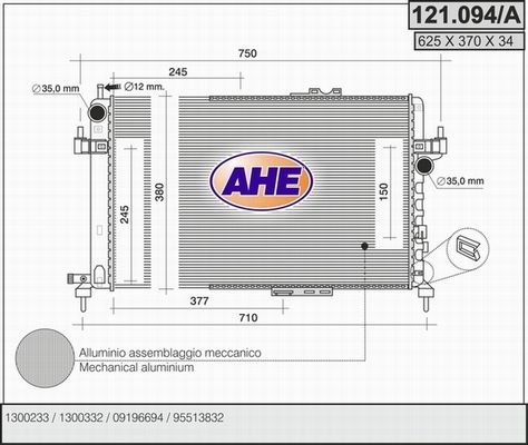 AHE Радиатор, охлаждение двигателя 121.094/A