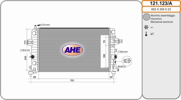 AHE Radiaator,mootorijahutus 121.123/A