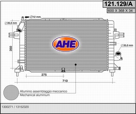 AHE Radiaator,mootorijahutus 121.129/A