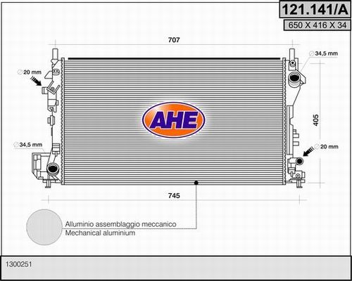 AHE Radiaator,mootorijahutus 121.141/A