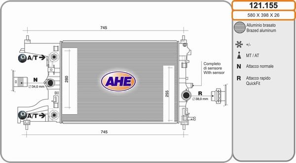 AHE Radiaator,mootorijahutus 121.155