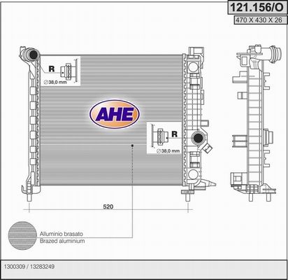 AHE Radiaator,mootorijahutus 121.156/O