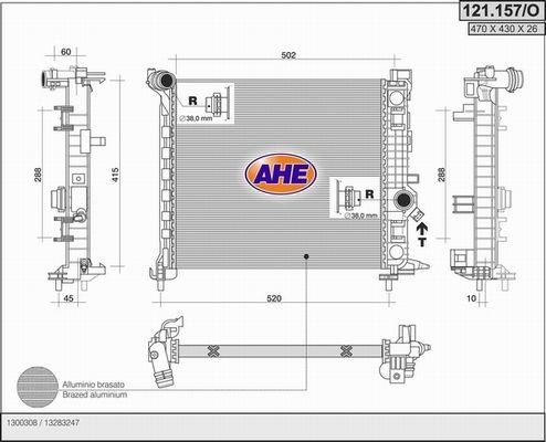 AHE Radiaator,mootorijahutus 121.157/O