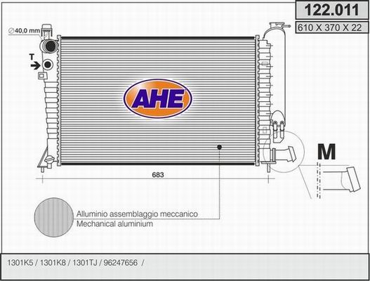 AHE Radiaator,mootorijahutus 122.011