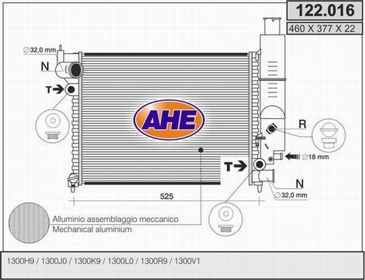 AHE Радиатор, охлаждение двигателя 122.016