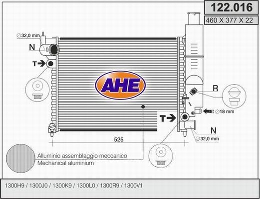 AHE Radiaator,mootorijahutus 122.016