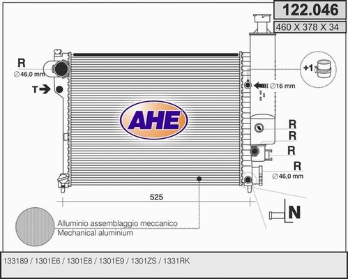 AHE Radiaator,mootorijahutus 122.046