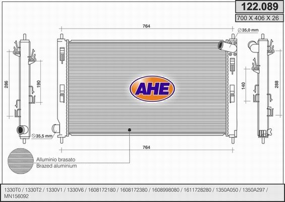 AHE Radiaator,mootorijahutus 122.089