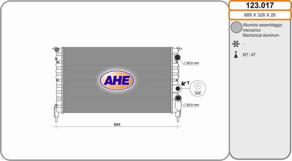 AHE Radiaator,mootorijahutus 123.017