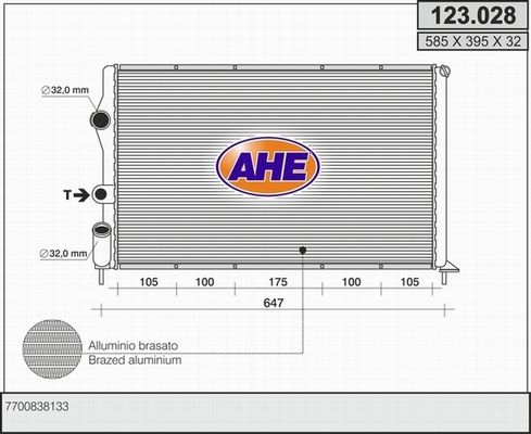 AHE Радиатор, охлаждение двигателя 123.028