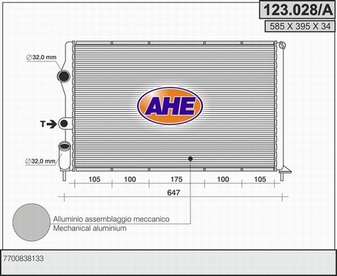 AHE Радиатор, охлаждение двигателя 123.028/A