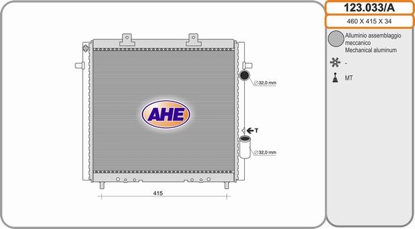 AHE Radiaator,mootorijahutus 123.033/A