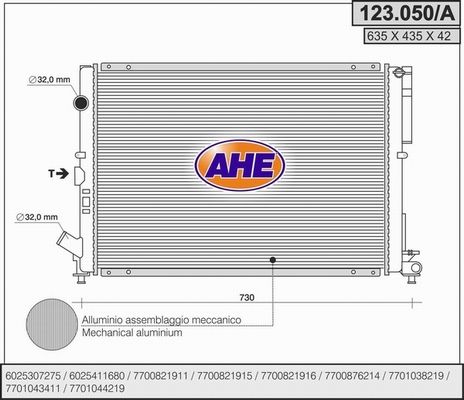 AHE Radiaator,mootorijahutus 123.050/A