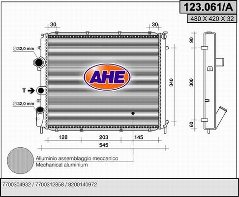 AHE Radiaator,mootorijahutus 123.061/A