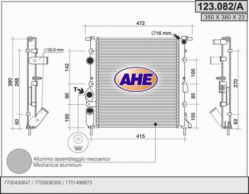 AHE Radiaator,mootorijahutus 123.082/A