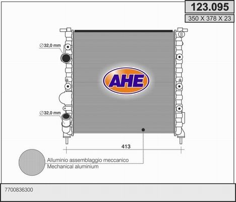 AHE Радиатор, охлаждение двигателя 123.095