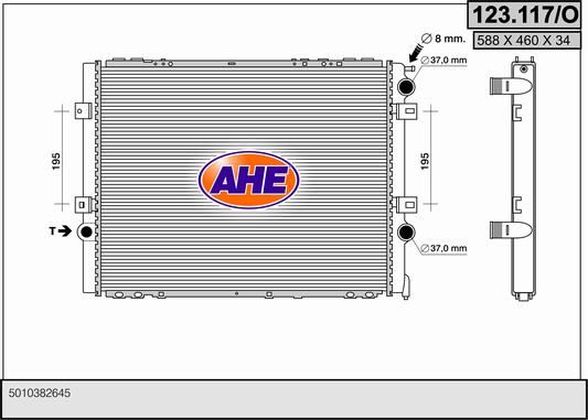 AHE Radiaator,mootorijahutus 123.117/O