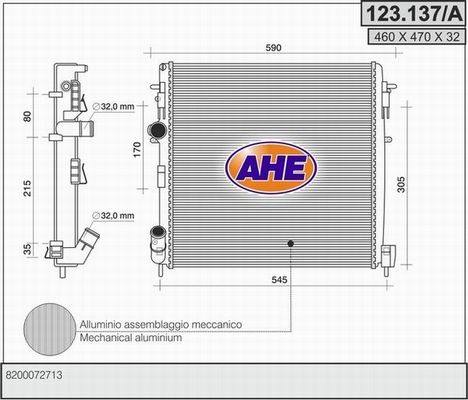 AHE Radiaator,mootorijahutus 123.137/A