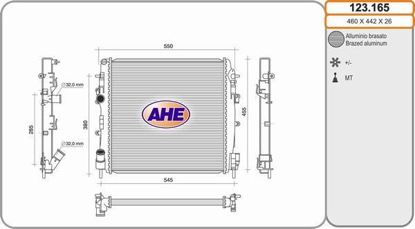 AHE Radiaator,mootorijahutus 123.165