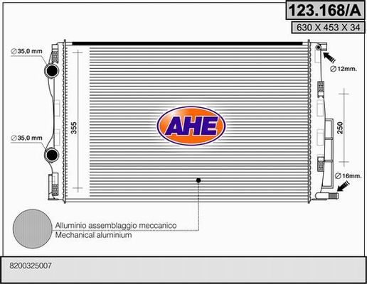 AHE Radiaator,mootorijahutus 123.168/A