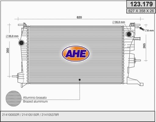 AHE Radiaator,mootorijahutus 123.179