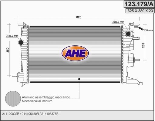 AHE Radiaator,mootorijahutus 123.179/A