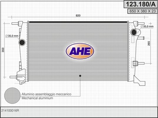 AHE Radiaator,mootorijahutus 123.180/A