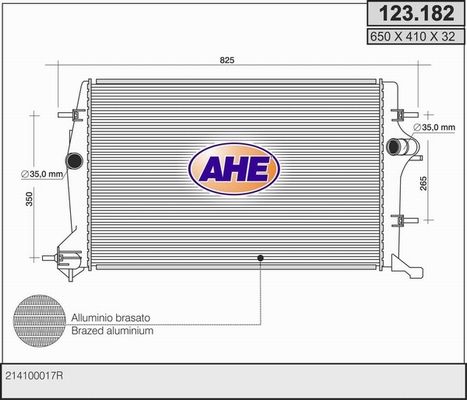 AHE Radiaator,mootorijahutus 123.182