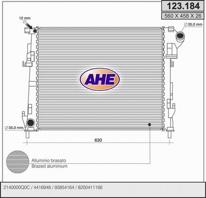 AHE Radiaator,mootorijahutus 123.184