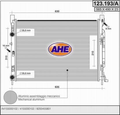 AHE Radiaator,mootorijahutus 123.193/A