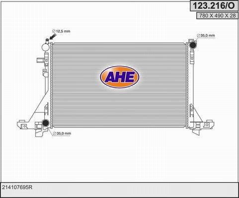 AHE Радиатор, охлаждение двигателя 123.216/O