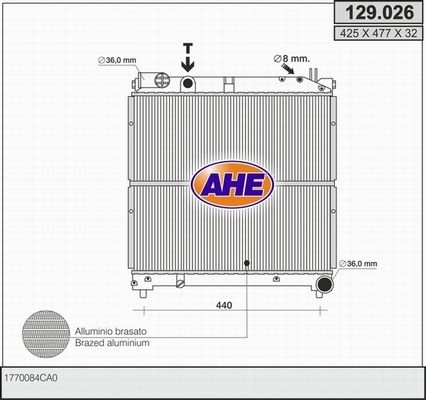 AHE Радиатор, охлаждение двигателя 129.026