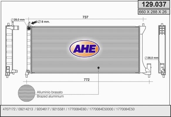 AHE Radiaator,mootorijahutus 129.037