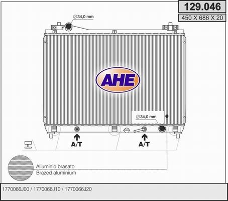 AHE Радиатор, охлаждение двигателя 129.046