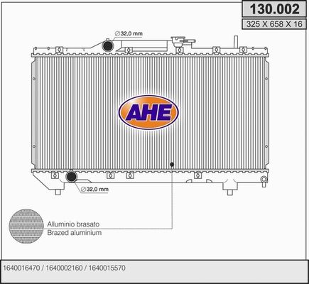 AHE Радиатор, охлаждение двигателя 130.002
