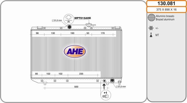 AHE Radiaator,mootorijahutus 130.081