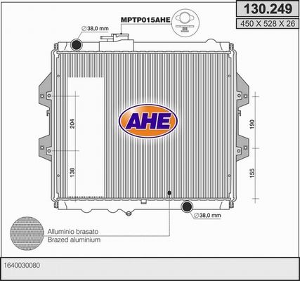 AHE Радиатор, охлаждение двигателя 130.249