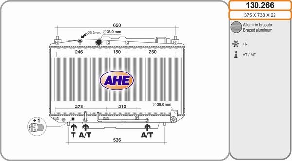 AHE Радиатор, охлаждение двигателя 130.266