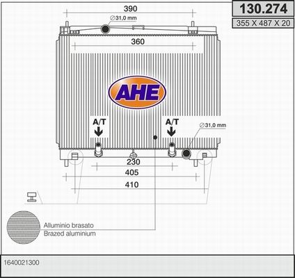 AHE Радиатор, охлаждение двигателя 130.274