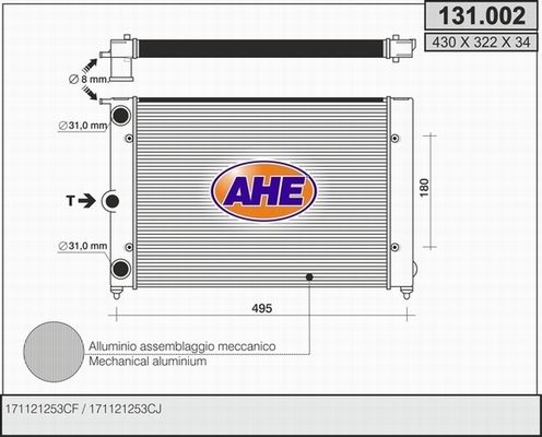 AHE Radiaator,mootorijahutus 131.002