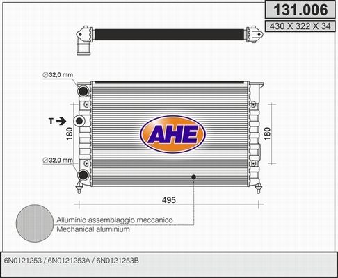 AHE Radiaator,mootorijahutus 131.006