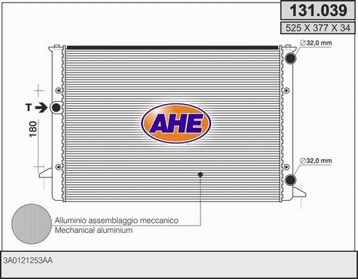 AHE Радиатор, охлаждение двигателя 131.039