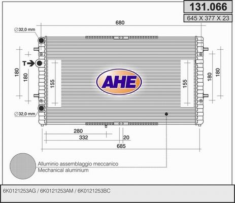 AHE Радиатор, охлаждение двигателя 131.066